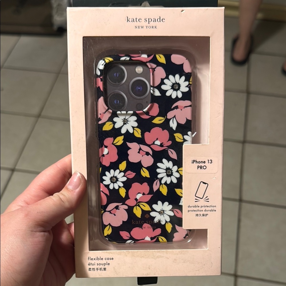 Kate Spade Black and Pink Floral Phone Case